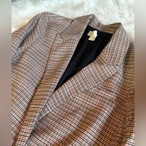 Anthropologie Maeve Checkered Blazer in Brown and Cream